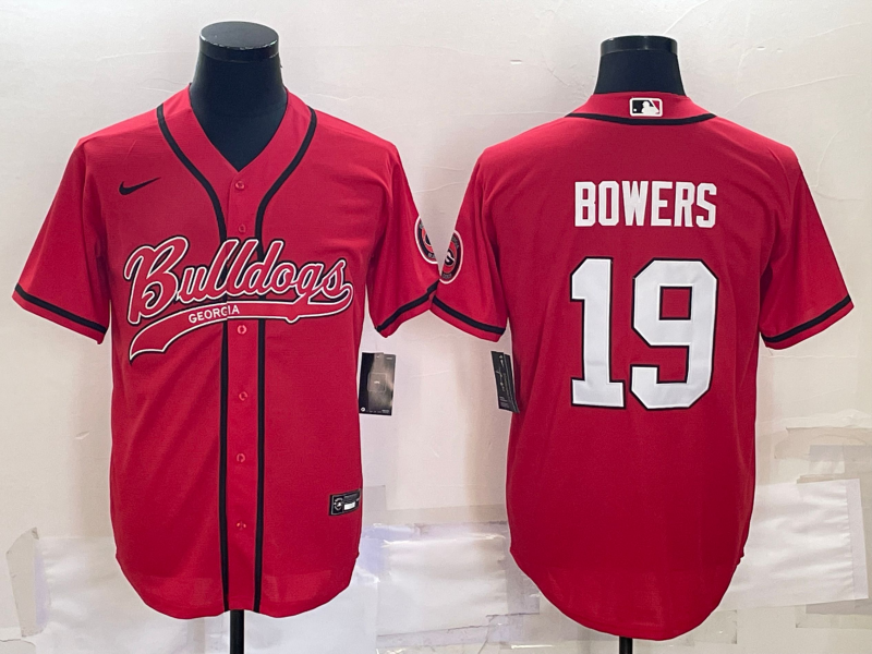 2023 Men Georgia Bulldogs #19 Bowers red Stitched NCAA Jersey
